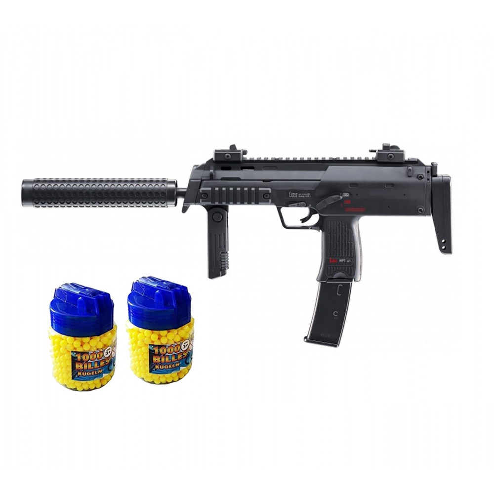Heckler & Koch MP7 A1 SWAT Pistolet à billes Electrique Type Mitraillette  FULL METAL + 2000 billes - Airsoft
